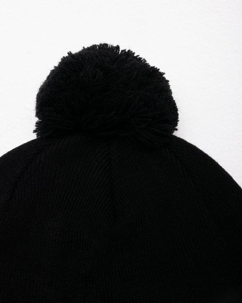 Black Cursive Pom Pom Beanie