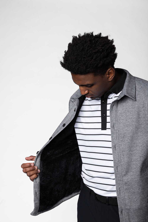 Dark Gray Lined Button Up Shirt