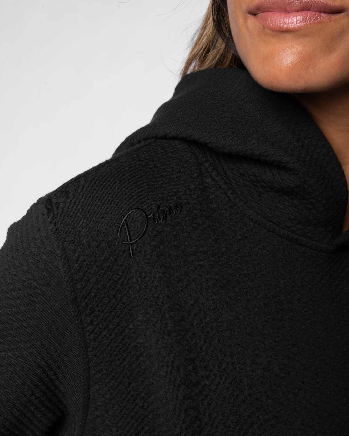 Women's Black Waffle Hoodie