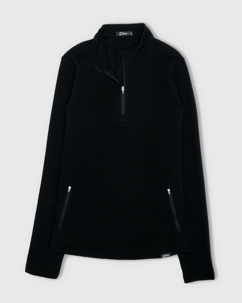 Women's Black Waffle Quarter Zip