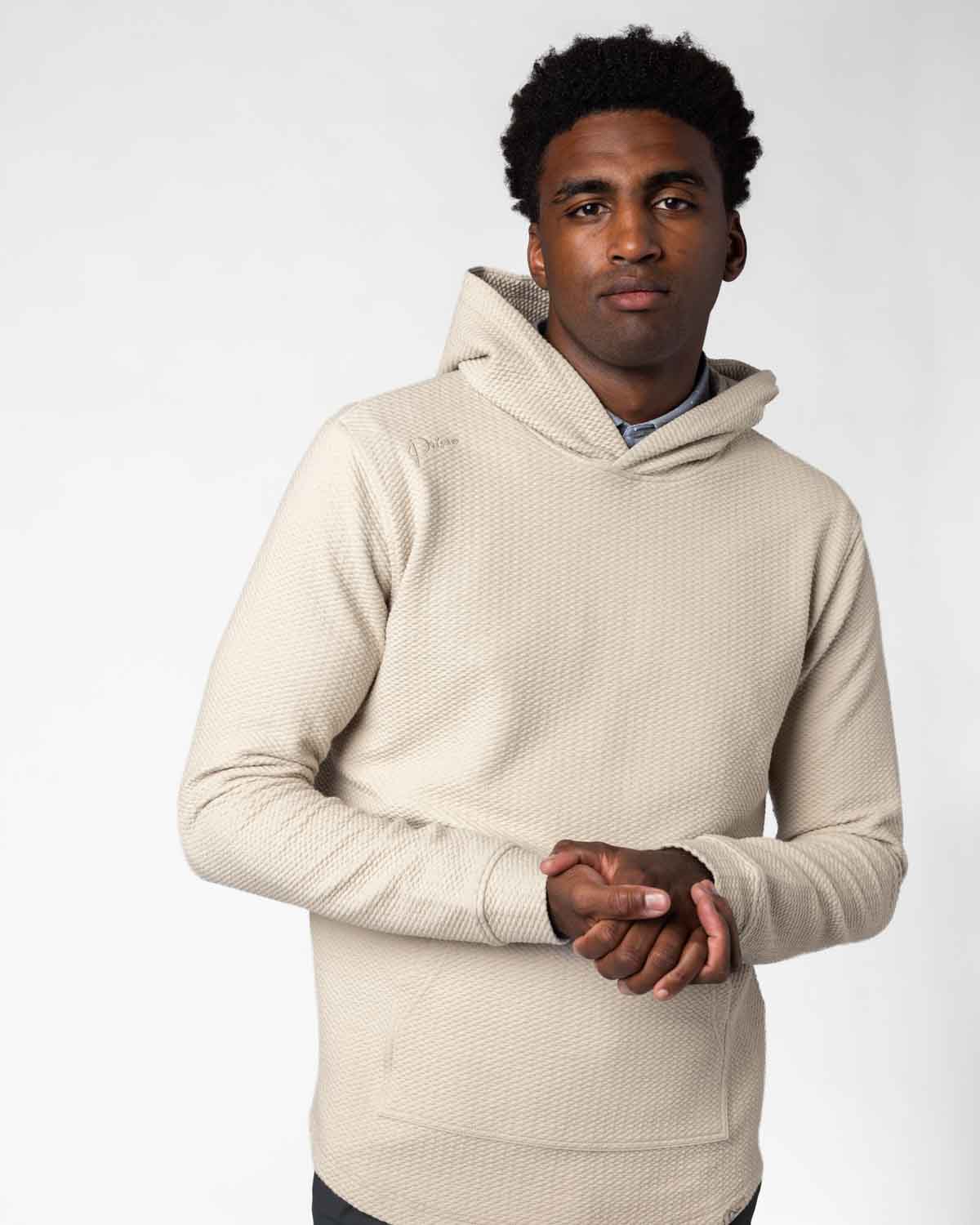 Light Khaki Cursive Waffle Hoodie