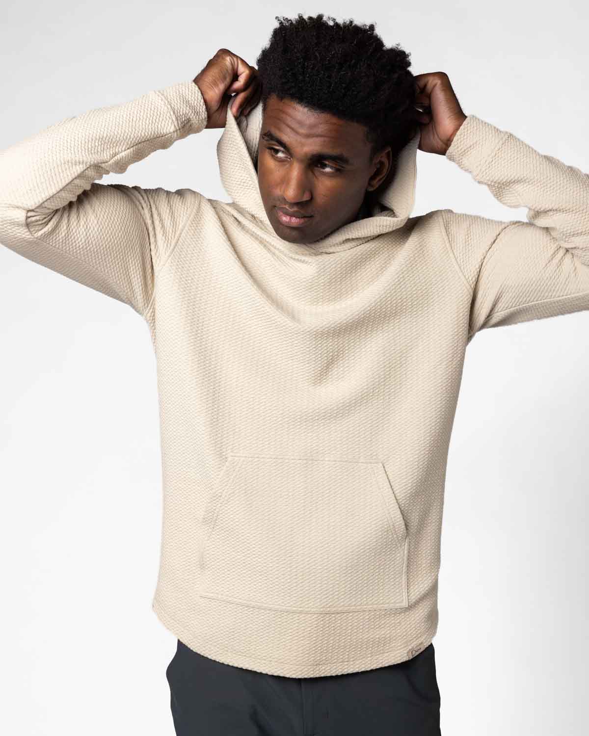 Light Khaki Cursive Waffle Hoodie