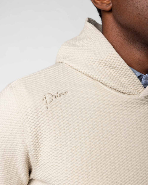 Light Khaki Cursive Waffle Hoodie