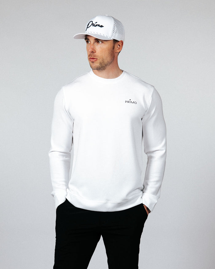 Men's White Golf Crew Neck