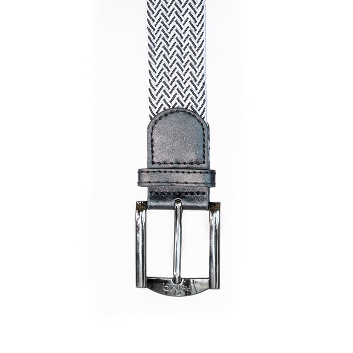 Primo White & Black Braided Stretch Belt