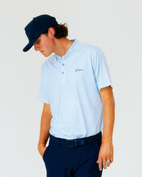 Grant Horvat Essentials Blade Polo - Light Blue Micro Stripes