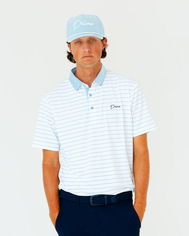 Grant Horvat Essentials Light Blue Stripes Classic Polo