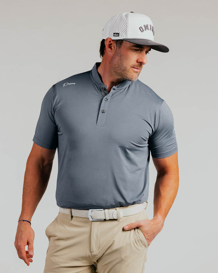 Gray Cursive Blade Polo