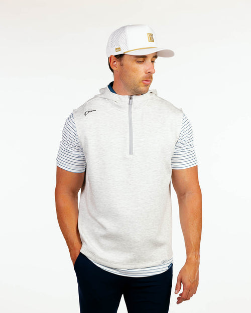 Light Gray Heather Hooded Quarter Zip Vest