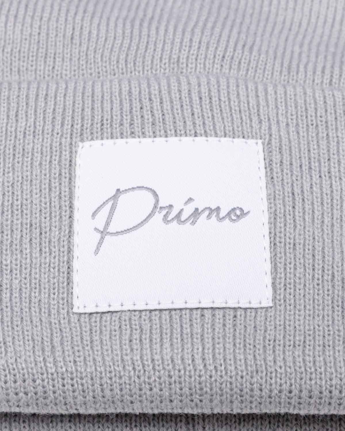 Light Gray Cursive Pom Pom Beanie