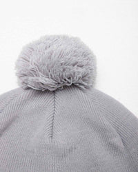Light Gray Cursive Pom Pom Beanie