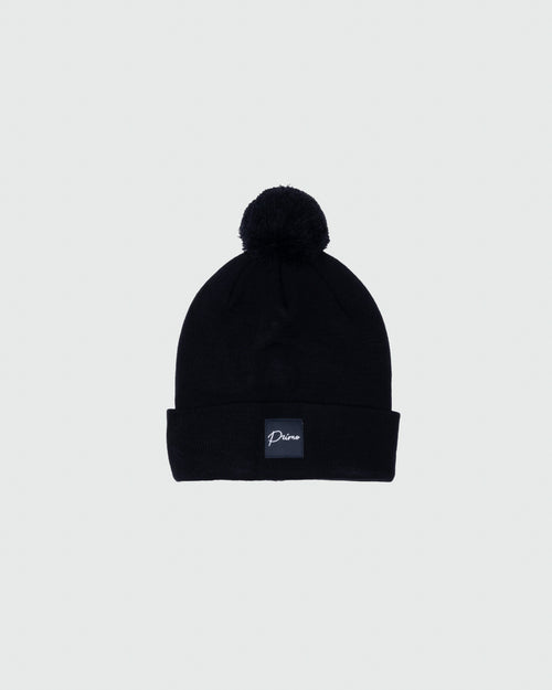 Navy Cursive Pom Pom Beanie