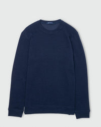 Navy Waffle Crew Neck