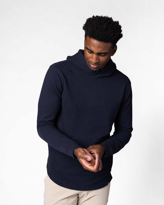 Navy Cursive Waffle Hoodie