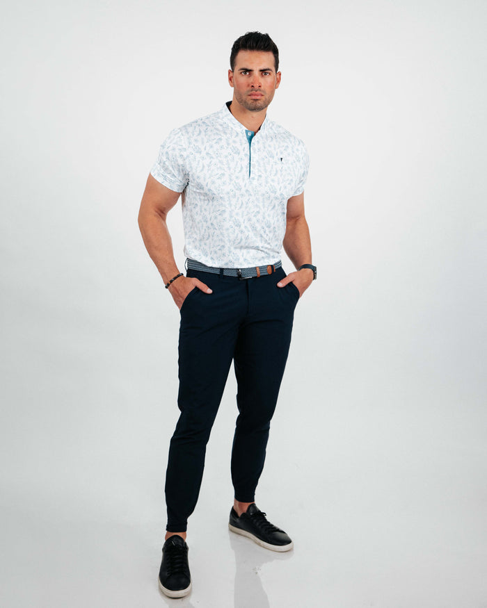 Slate Floral Blade Polo