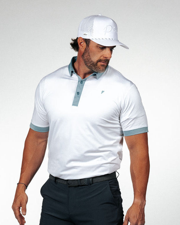 White/Storm Blue Two Tone Classic Polo