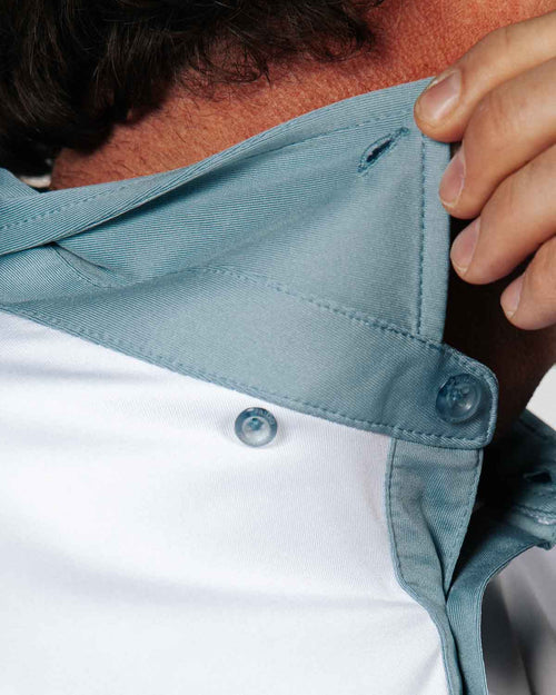 White/Storm Blue Two Tone Classic Polo
