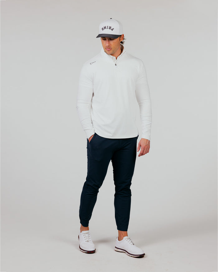 White Cursive Quarterzip
