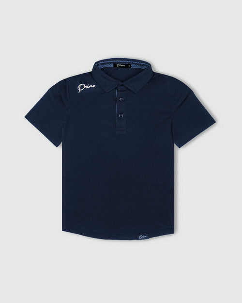 Youth Navy Cursive Golf Polo